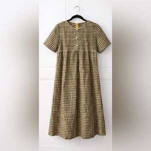 Vintage Sears Gingham Babydoll Dress | 60s–70s | Empire Waist | Size M (8–10)